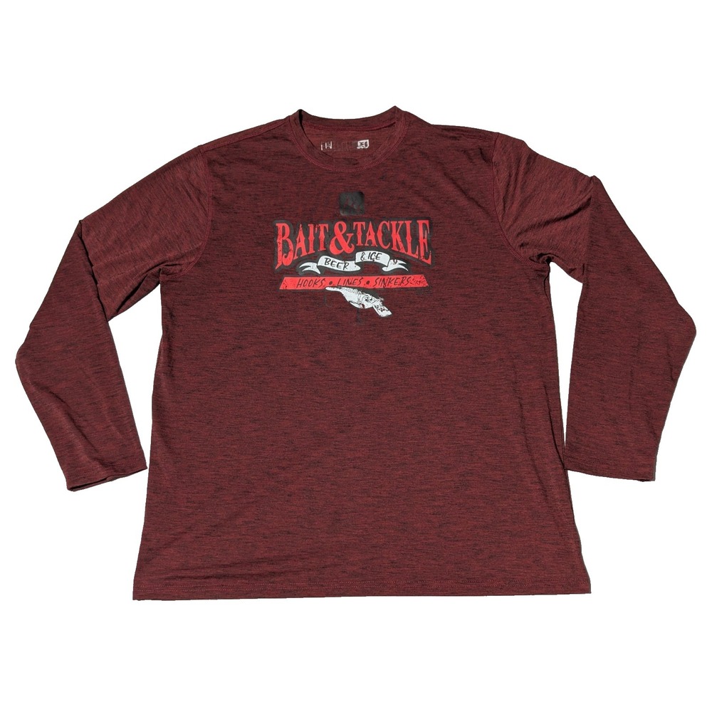 FINTECH BAIT & TACKLE HOOKS LINES SINKERS Burgundy Long Sleeve T-Shirt - Men XL